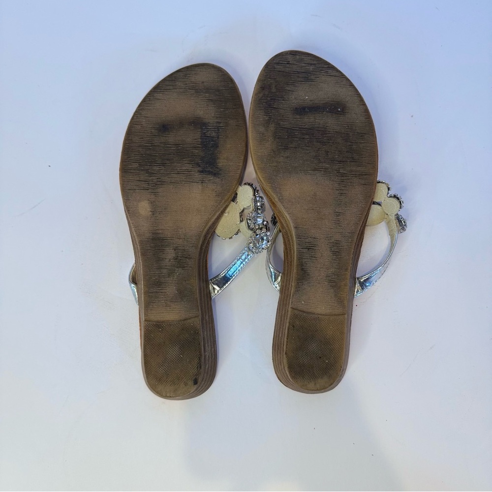 Flourish Silver Jeweled Sandals - Size 7.5 - Picture 10 of 14